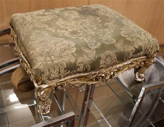 A 19th century giltwood and gesso footstool
